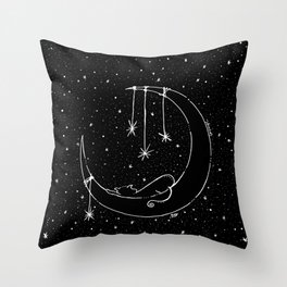 Moonlight Starry Kitten Throw Pillow