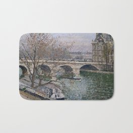 The Pont Royal and the Pavillon de Flore Bath Mat | Landscape, River, Oil, Traditionalart, Fineart, Muted, Oilpainting, Painting, Impressionist, France 