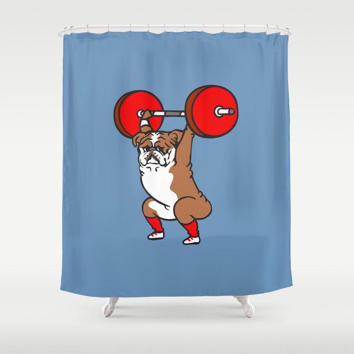 The snatch weightlifting English Bulldog Shower Curtain