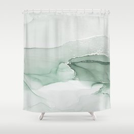 Abstract Sage Green Art Print By LandSartprints Shower Curtain