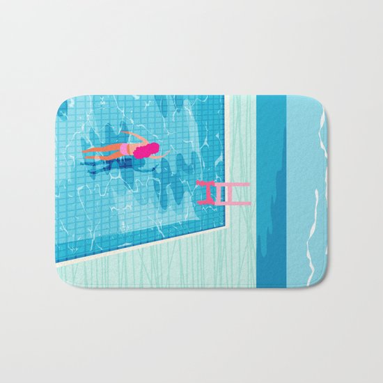 In Deep - memphis throwback swimming athlete palm springs resort vacation country club infinity pool Bath Mat