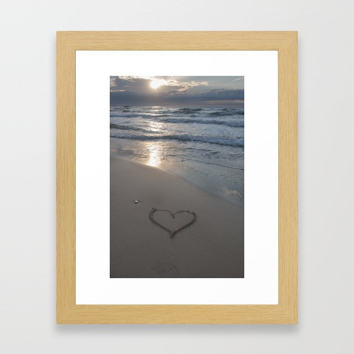Heart at the beach Framed Art Print