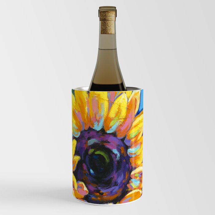Sunflowers Wine Chiller by Sally Evans Fine Art Society6