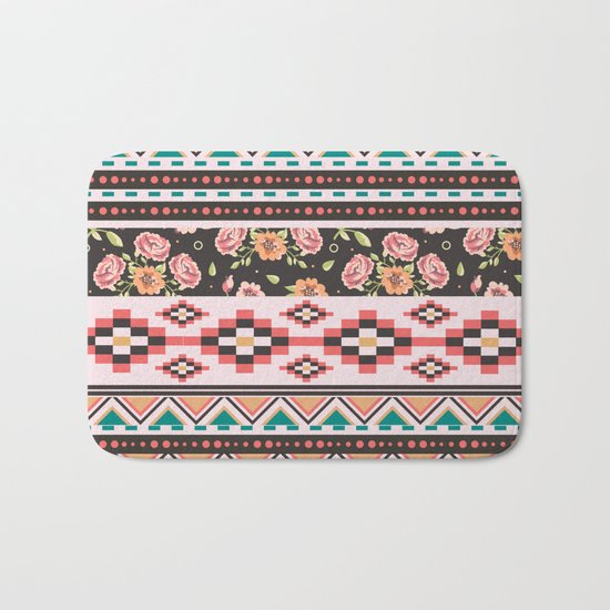 Floral Aztec Tribals Bath Mat