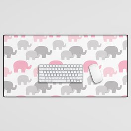 Pink Elephant Silhouette Baby Girl Desk Mat