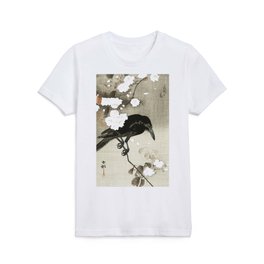 Raven on Cherry tree - Japanese vintage woodblock print Kids T Shirt