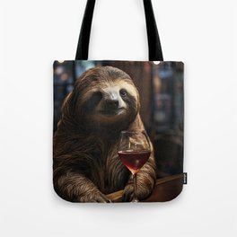 Wine Sloth Portrait Tote Bag