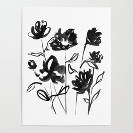 Black and White Flowers Poster