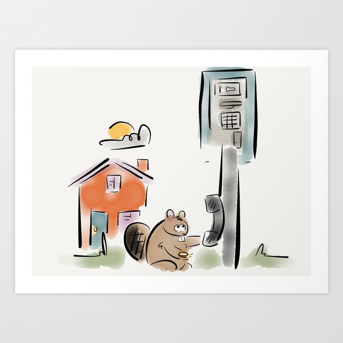 Oliver and the telephone Art Print