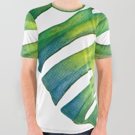 Monstera leaf rainbow All Over Graphic Tee