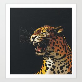 Roaring Leopard Retro Vintage Animal Art Art Print