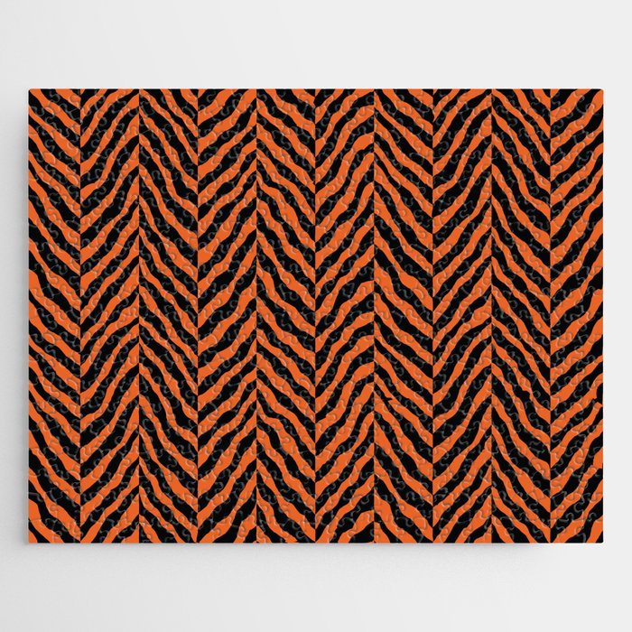 Abstract Zebra chevron pattern. Digital animal print Illustration Background. Jigsaw Puzzle