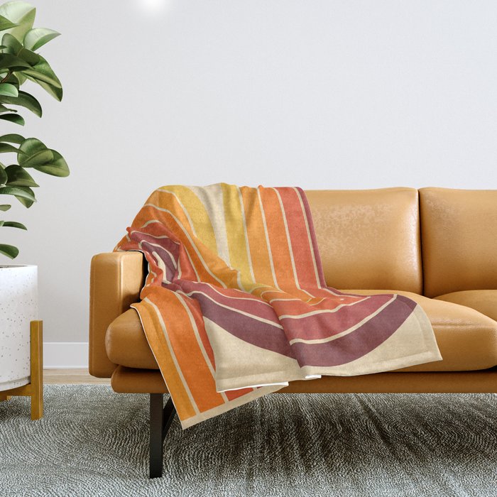 70s Retro Vintage Style Geometric Design 371 Autumn Throw Blanket