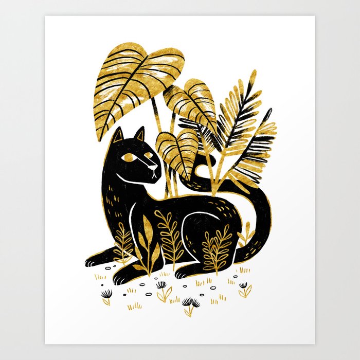 Gold & Black Panther Art Print