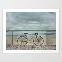 Bike by the sea Art Print