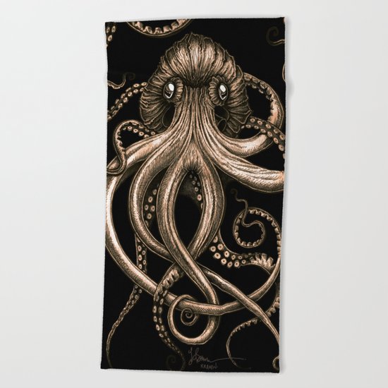 Bronze Kraken Beach Towel