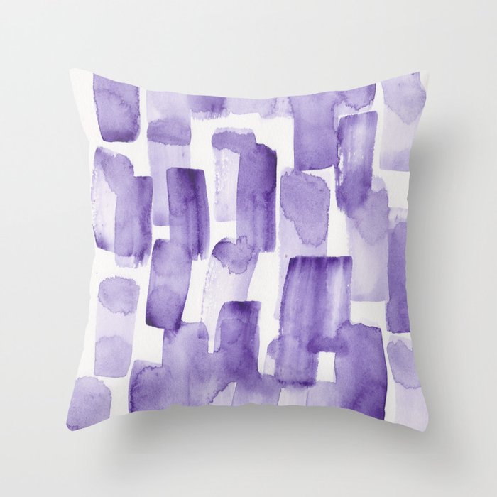 Purple Watercolour Patterns | 190129 Abstract Art Watercolour Throw Pillow