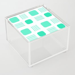 Mid-Century Modern Squares Lines Mono Turquoise Acrylic Box