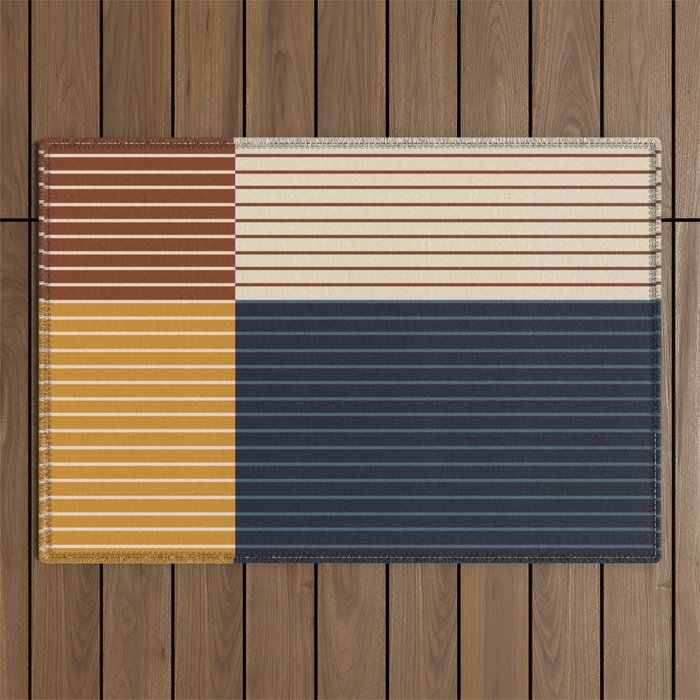 Color Block Line Abstract XIII Outdoor Rug
