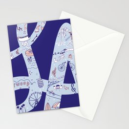 Los Angeles Doodle - Navy Stationery Card
