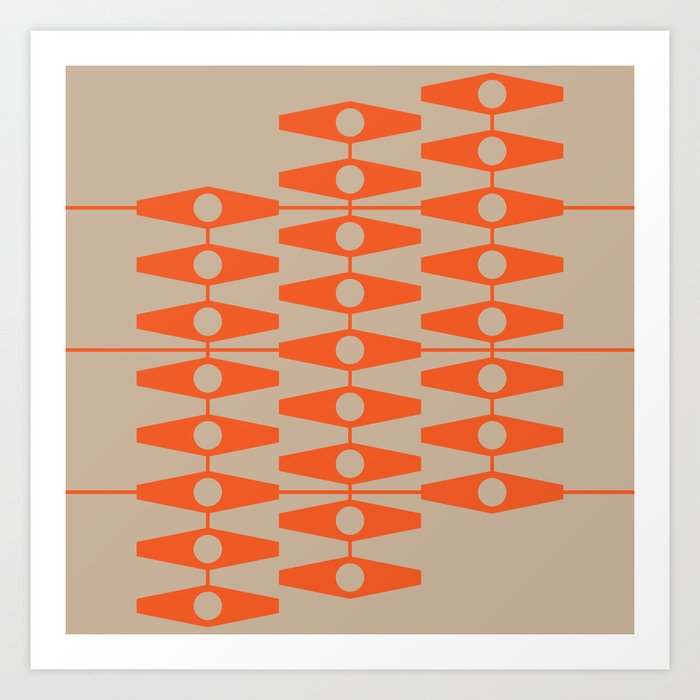 abstract eyes pattern orange tan Art Print