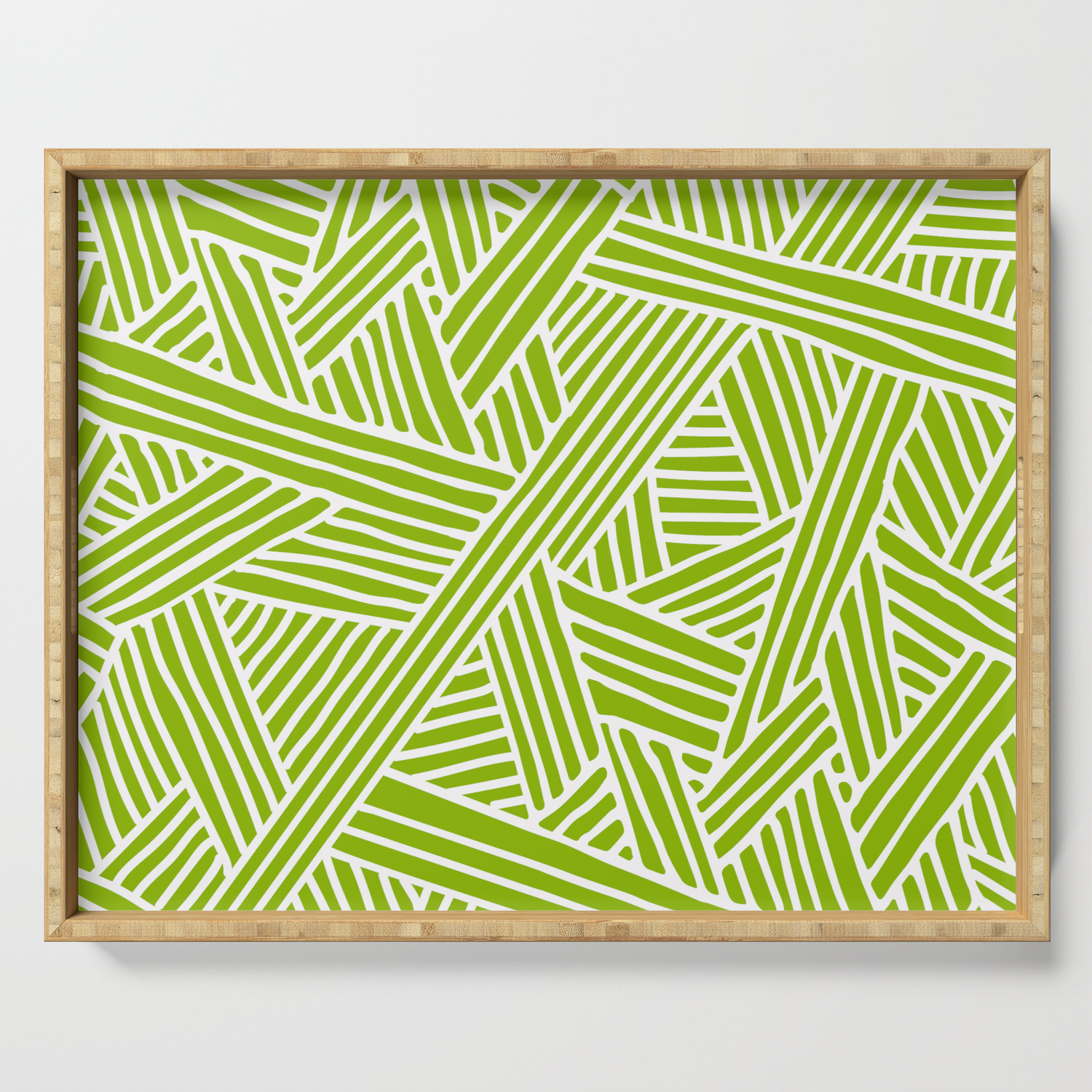 Abstract Apple Green White Lines And Triangles Pattern Mix And