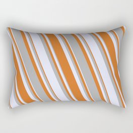 [ Thumbnail: Lavender, Chocolate, and Dark Gray Colored Pattern of Stripes Rectangular Pillow ]