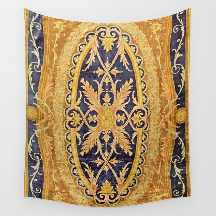Antique French Savonnerie Aubusson Rug Print Wall Tapestry By