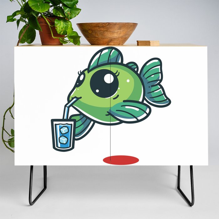 Cute Fish Drinking Ice Water Credenza