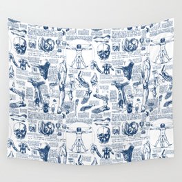 Da Vinci's Anatomy Sketchbook // Dark Blue Wall Tapestry