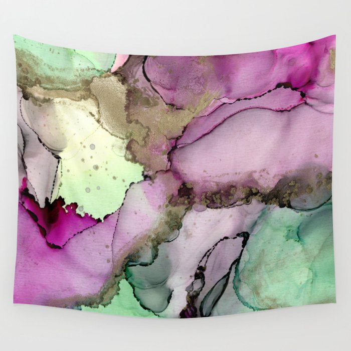 Green Window      Alcohol Ink Painting Wall Tapestry