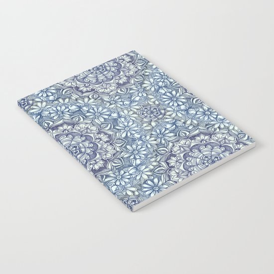 Indigo Medallion with Butterflies & Daisy Chains Notebook