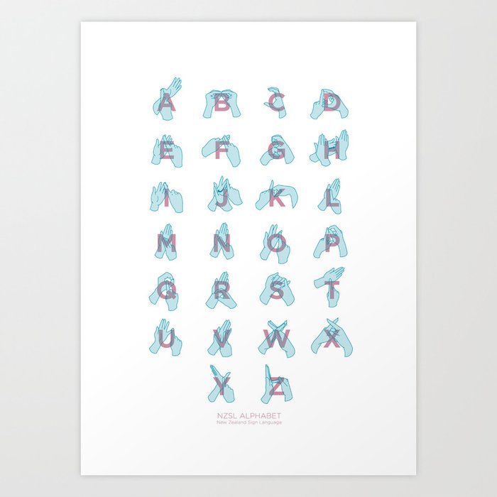 NZ Sign Language Alphabet Art Print by Lis_Leathart Society6
