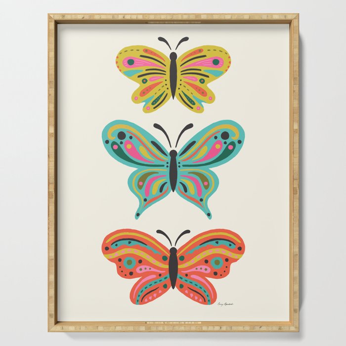 Colorful Butterflies Serving Tray