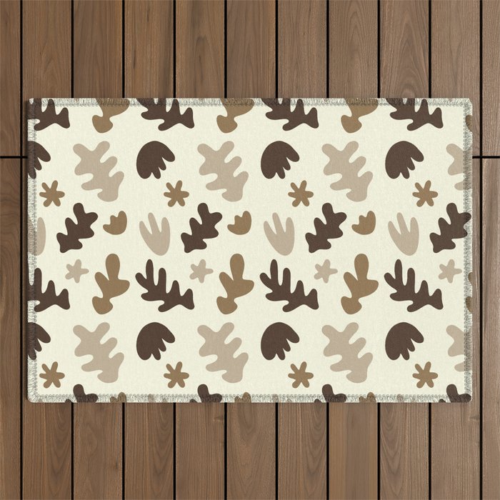 Abstract Cut Out Shapes Pattern (brown) Outdoor Rug