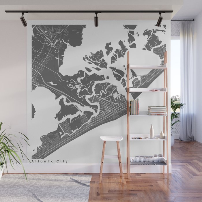 Atlantic City Modern Map Art Print Wall Mural