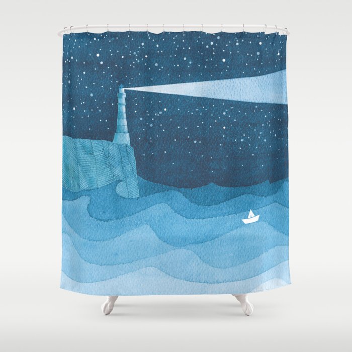 Lighthouse illustration Shower Curtain
