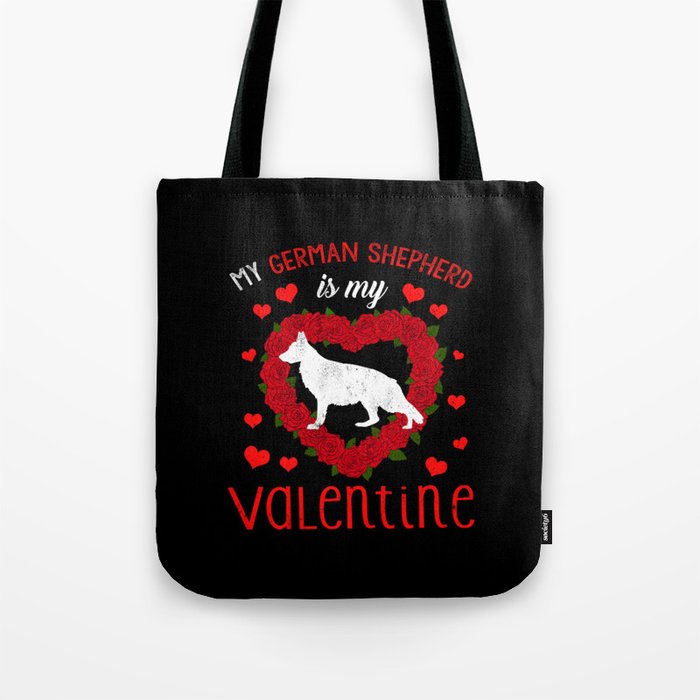 Dog Animal Hearts Dog Shepherd My Valentines Day Tote Bag