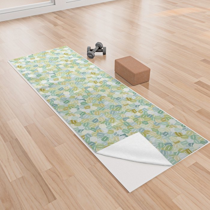 Green Stacked Hex Beads Yoga Towel