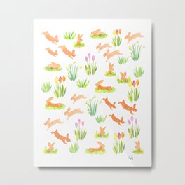 Jumping bunnies Metal Print