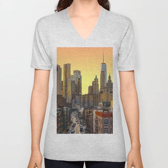New York City Gradient V Neck T Shirt