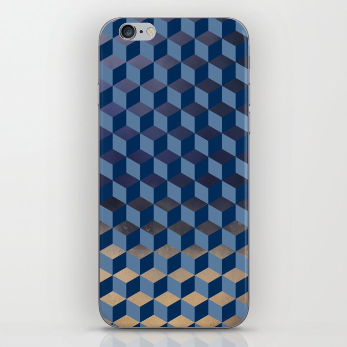 Wintery Blue 3D Cube Texture Pattern iPhone Skin