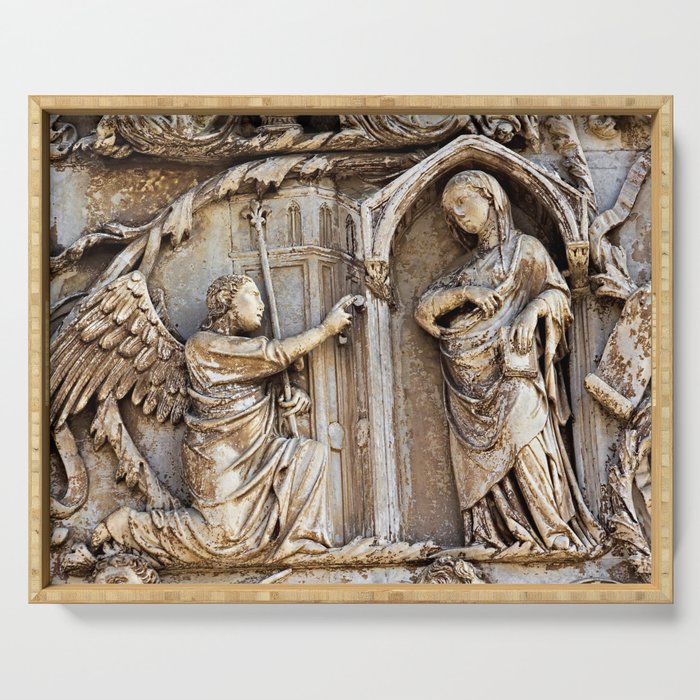 Orvieto Cathedral Facade Relief Annunciation Gothic Art Serving Tray