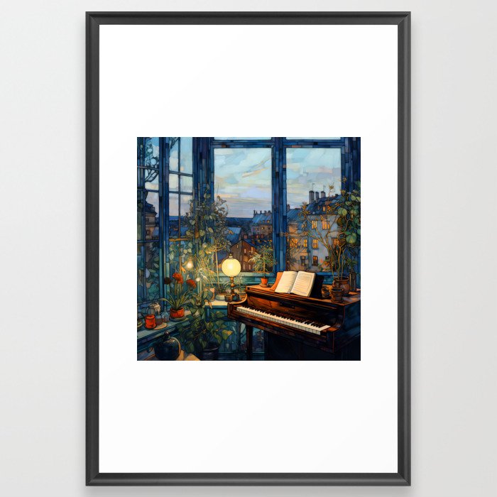 Piano in the Window Framed Art Print