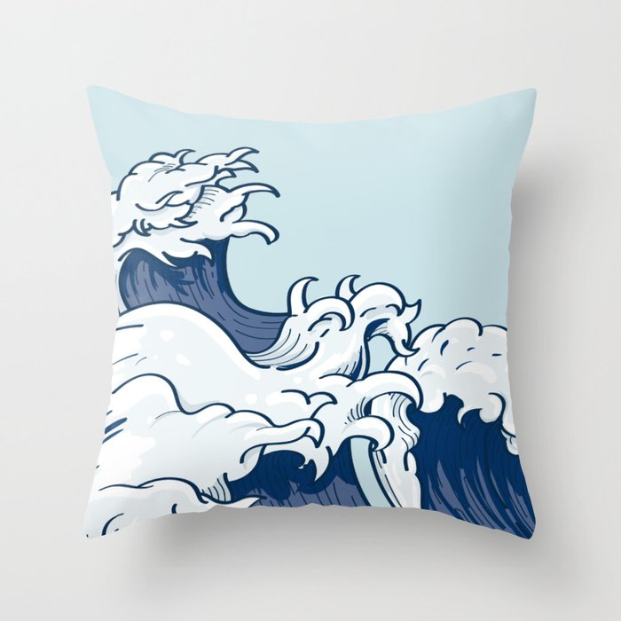 The Great Kanagawa Japanese Wave Throw Pillow