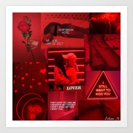 Red love aesthetic collage Art Print