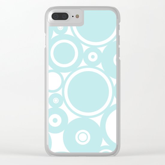 Blue dots and circles - abstract patterns - aqua Clear iPhone Case