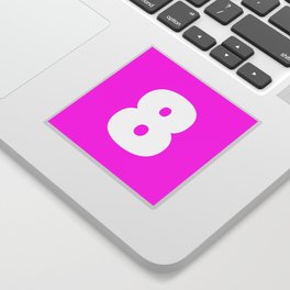 8 (White & Magenta Number) Sticker