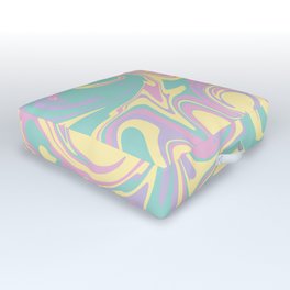 Spill - Pastel Pink, Yellow, Purple and Green  Outdoor Floor Cushion