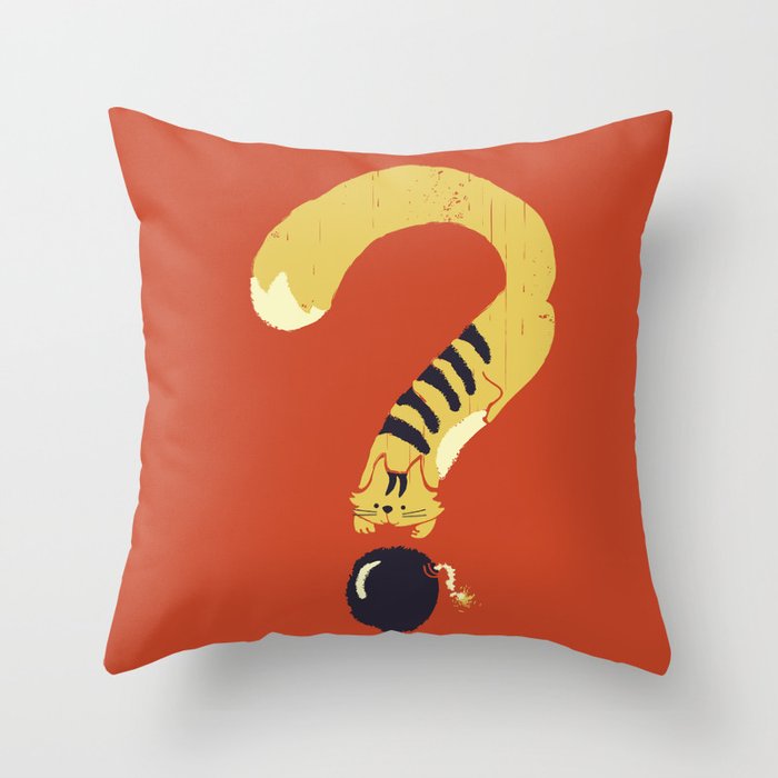 Question Mark (Curiosity Kills The Cat) Throw Pillow